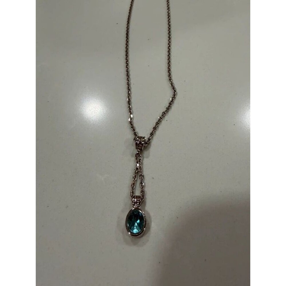 Silver Toned Oval “Aquamarine”